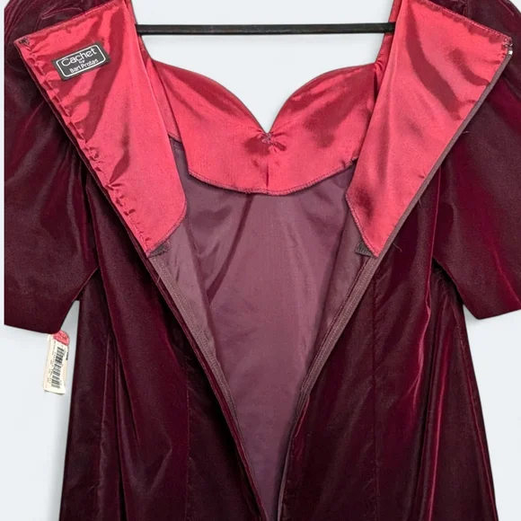 Vintage Cachet by Bari Protas Plum Velvet Romantic Evening Dress Size 16 NWT - Picture 9 of 14